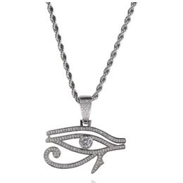 Hip Hop Necklaces AAA CZ Stone Paved Bling Iced Out Eye of Horus Pendants Necklaces for Men Rapper Jewelry300I