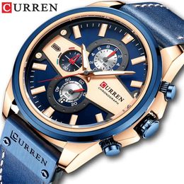 CURREN Karien 8394 Trendy Men's Waterproof Six Pin Stop Fashion Large Dial Calendar Watch