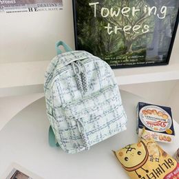 School Bags Nylon Plaid Casual Sweet Traveling Backpacks For Girls 2024 Fashion Large Capacity Style Mochila Feminina