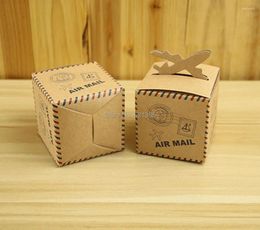 Gift Wrap Wholesale 3000pcs/lot Vintage Kraft Paper Candy Box Air Mail Wedding Favor Boxes For Travel Theme Decoration Mariage
