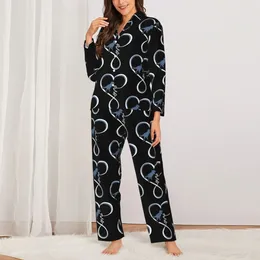 Home Clothing Cute Animal Print Pyjamas Lady Room Sleepwear Autumn 2 Pieces Casual Loose Oversize Custom Pyjama Sets