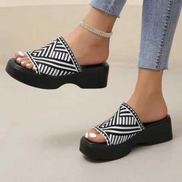 Slippers New Peep Toe Women Thick Sole Solid Casual Wedges Mixed Color Beach Sandals Slides Shoes Womens Flip Flops Summer 2023 H240328YZSK