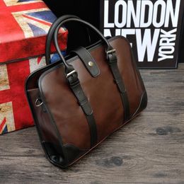 Men Briefcase Laptop Leather Pu Sacoche Homme Computer Bag Office Bags For Man Bussiness Work 2020 Document Brown 00891248D