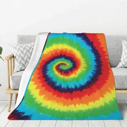 Blankets Colour Tie Dye Blanket Warm Lightweight Soft Plush Throw For Bedroom Sofa Couch Camping