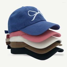 Ball Caps Ins Korean Pink Bow Embroidered Baseball Cap Spring And Summer Sun Protection Versatile Cute Sweet Beautiful Woman's Hats