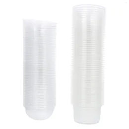 Disposable Cups Straws 50 Pcs Mini Measuring Cup Muffin Dessert Tray Salad Container Plastic