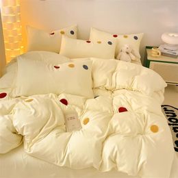 2024 New Winter Thickened Towel Embroidered Bed Set with Four Pieces, Bed Sheet and Quilt Cover, Non All Cotton Bedding, Dormitory