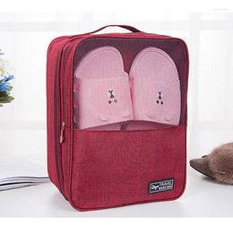 Storage Bags Unisex Portable Double Layers Shoe Box For Waterproof Oxford Organizer Mesh Sorting Pouch Dustproof Bag Travel Shoes