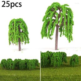 Decorative Flowers Plant Model Tree Greenery Kitchen Landscape Layout Plastic Resin Train Railway 25pcs 3D Decoration Display Green