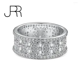 Cluster Rings JRR High Quality 925 Sterling Silver Wide Band Luxury Eternity Bridal Wedding Fine Jewellery Ring For Women Gift