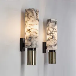 Wall Lamps Luxury Marble Copper Light Fixture Postmodern Living Room Bedroom Bedside Lamp Study El Aisle Staircase Led Sconces