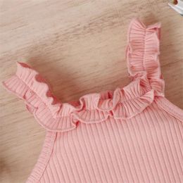 Clothing Sets Born Baby Girl Outfit Clothes Summer Sleeveless Tank Top Elastic Waist Shorts Infant 2Pcs Set