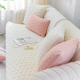 Chair Covers Sofa Cushion Autumn And Winter Short Plush Soybean Fibre All Year Round Pink Anti Slip Seat Cover