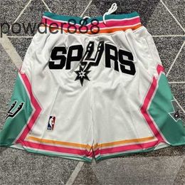 Justdon New Spurs Jd Vintage Embroidered Shorts Trend Sports Casual Shorts Pocket Black and White