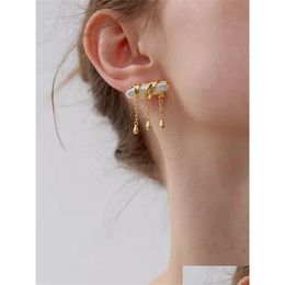 Stud 925 Sier Needle Natural Baroque Pearl Tassel Earrings For Womens Light Luxury Design High Quality Texture Middle Ages Fashion Tre Ot54J