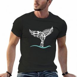 whale Tail: Polynesian Black and White Tatau Inspired pattern T-Shirt blanks summer top plain big and tall t shirts for men Y95m#