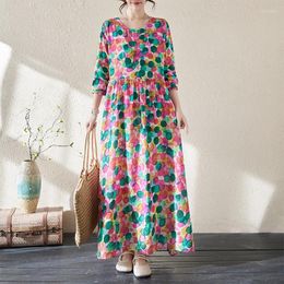 Casual Dresses 2024 Arrival Thin Soft Print Dots Long Sleeve Loose Chic Spring Summer Dress Fashion Women Autumn Travel