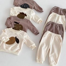 Clothing Sets Baby Spring & Autumn Cute Set Girls Fashion Fruit Pullover Tops Cotton Sweatpants Boys Loose High Quality Solid Casual