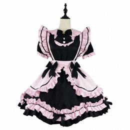 japanese Anime Cat Girl Maid Cosplay Costumes Women Sweet Pink Lolita Bow Knot Party Waitr Halen Cute Lace Princ Dr H3Mx#