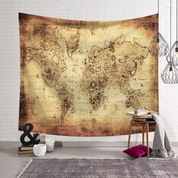 Tapestries Retro Map Bedside Background Cloth Tablecloth Home Stay Tapestry Wall Hanging