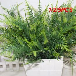 Decorative Flowers 1/2/5PCS Artificial Green Grass Plastic 7 Stems Fake Plants Foliage Leaves Home Decoration