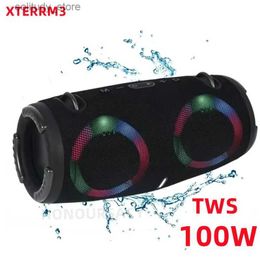 Portable Speakers Portable waterproof Bluetooth speaker 100W high-power RGB Colour wireless subwoofer 360 stereo surround TWS FM boom box Q240328