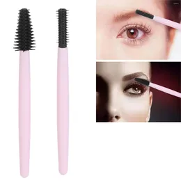 Makeup Brushes 2Pcs Silicone Eyebrow Mascara Brush With Case Portable Reusable Soft Eyelash Wands Applicator Set