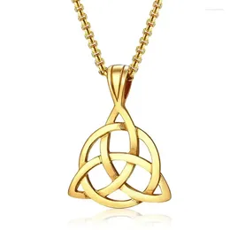 Chains European And American Simple Lucky Stainless Steel One Piece Pendant Plated With 14k Imitation Gold Necklace