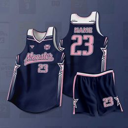 2024 New Basketball Suit Set for Mens Customised College Student Sports Training Competition Team Uniform American Shirt Printing