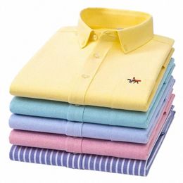 100%cott oxford plus size lg-sleeve shirts for men slim fit formal plain shirt fi embroidery elegant office clothes l6F4#