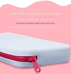 Storage Bags Large Capacity Square Silicone Cosmetic Bag Travel Makeup Brush Holder Portable Digital Waterproof Organizer