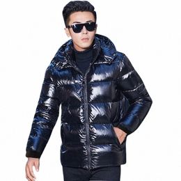 new 2023 Hooded Winter Jacket Coat Men Glossy Windproof Warm Outwear Streetwear Fi Black Parka Plus Size 5XL Men's Jacket 38F4#