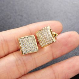 Stud Earrings Full Zircon Square For Women Men Hip Hop Screw Back Earings Unisex Couples Hippie Jewelry Accessories OHE047