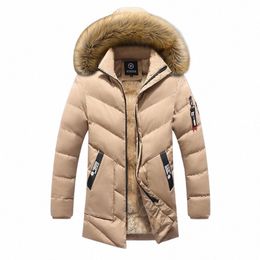 men's Winter Warm Thick Jacket Hooded Fleece Parkas Male Casual Windproof Fur Collar Coats Male Cott-Padded Parka Overcoat r0x5#