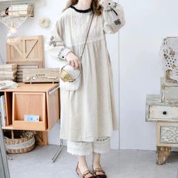 Casual Dresses 116cm Bust Spring Summer 2024 Women Pleated Loose Plus Size Comfortable Linen