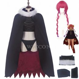 anime Miss Kobayi's Drag Maid Iruru Cosplay Costume Wig Black Cloak Cape Woman Sexy Kawaii Carnival Halen Suit B0MH#