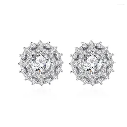 Stud Earrings Zhenchengda Winter Product Flower Wheel Full Diamond For Women S925 Pure Silver Fashion