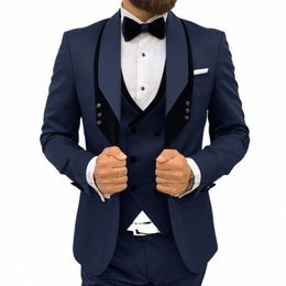 navy Blue Suits for Men Slim Fit Luxury Wedding Tuxedos Fi Mens Blazer Vest Pants 3 Pieces Tailor-made Homecoming Jackets R8wo#