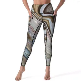 Women's Leggings Liquid Art Print Cool Abstract Swirls Fitness Gym Yoga Pants Push Up Vintage Leggins Stretchy Graphic Sport Legging