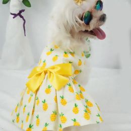 Dresses Summer Printed Pet Dog Cotton Dress Cute Princess Skirts Pet Dress For Small Medium Dogs Skirt Dog Wedding Dresses York Clothes