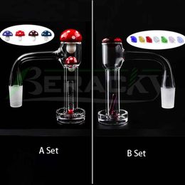 Beracky Full Weld Bevelled Edge XL Terp Slurper Smoking Quartz Banger With Glass Mushroom Marble Ruby Pill Pearl set 20mmOD Seamless Welded Nails For Water Bongs Rigs