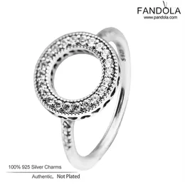 Cluster Rings Genuine 925 Sterling Silver Ring Forever Clear CZ Crystal Circle Round Finger For Women Wedding Jewelry Anillos Mujer