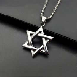 Pendant Necklaces Star Of David Israel Chain Necklace Women Stainless Steel Judaica Silver Colour Jewish Men JewelryPendant299f