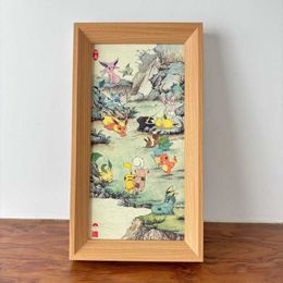 Chinese wind elf a family of landscape painting tabletop table solid wood photo frame creative peripheral animation 2024 new model 2403285