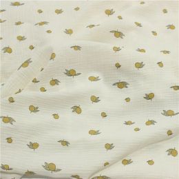 Fabric 100x135cm Lemon Print Double Cotton Crepe Gauze Fabric High Quality Pure Cotton Fabric for DIY Sewing Baby Cloth Blanket