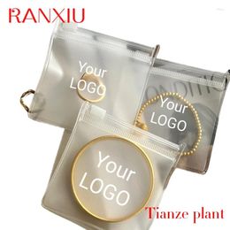 Gift Wrap Custom Plastic Bag With Logo Frosted Zipper Jewelry Pocket Dust Small Packaging For Pvc Pouch