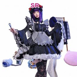 kitagawaa Marinn / Kuroee Shizukuu Cosplay Anime Cosplay Costume DokiDoki-SR Black Maid Uniform Shizukuu Cosplay Wig C8EP#