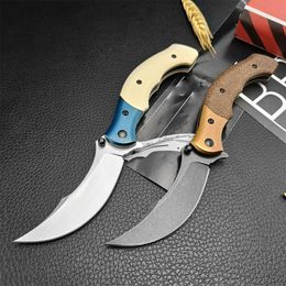 7471 / CR 7465Z Tactical Folding Blade Knife 8Cr13Mov Steel G10/Linen Handles Military Wilderness Hunting Combat EDC Multi-tool Knives with Green Box