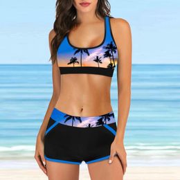 Women's Swimwear 2024 Female Summer Striped Print Bikini Sets Swimsuit Women Sexy Bathing Suit Two Piece Set Loose Beach Tankini