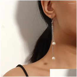 Dangle Chandelier Earrings Fringed Pearl Drop Hook For Women Sier Colour Personality Simple Elegant Womens Long Earring Female Jewellery Otxyn